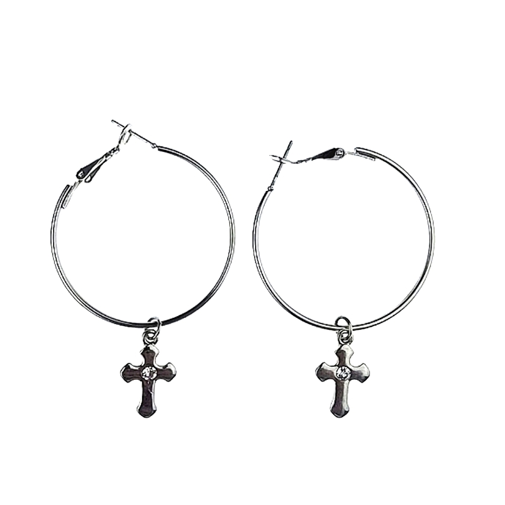 Cross hoop earrings
